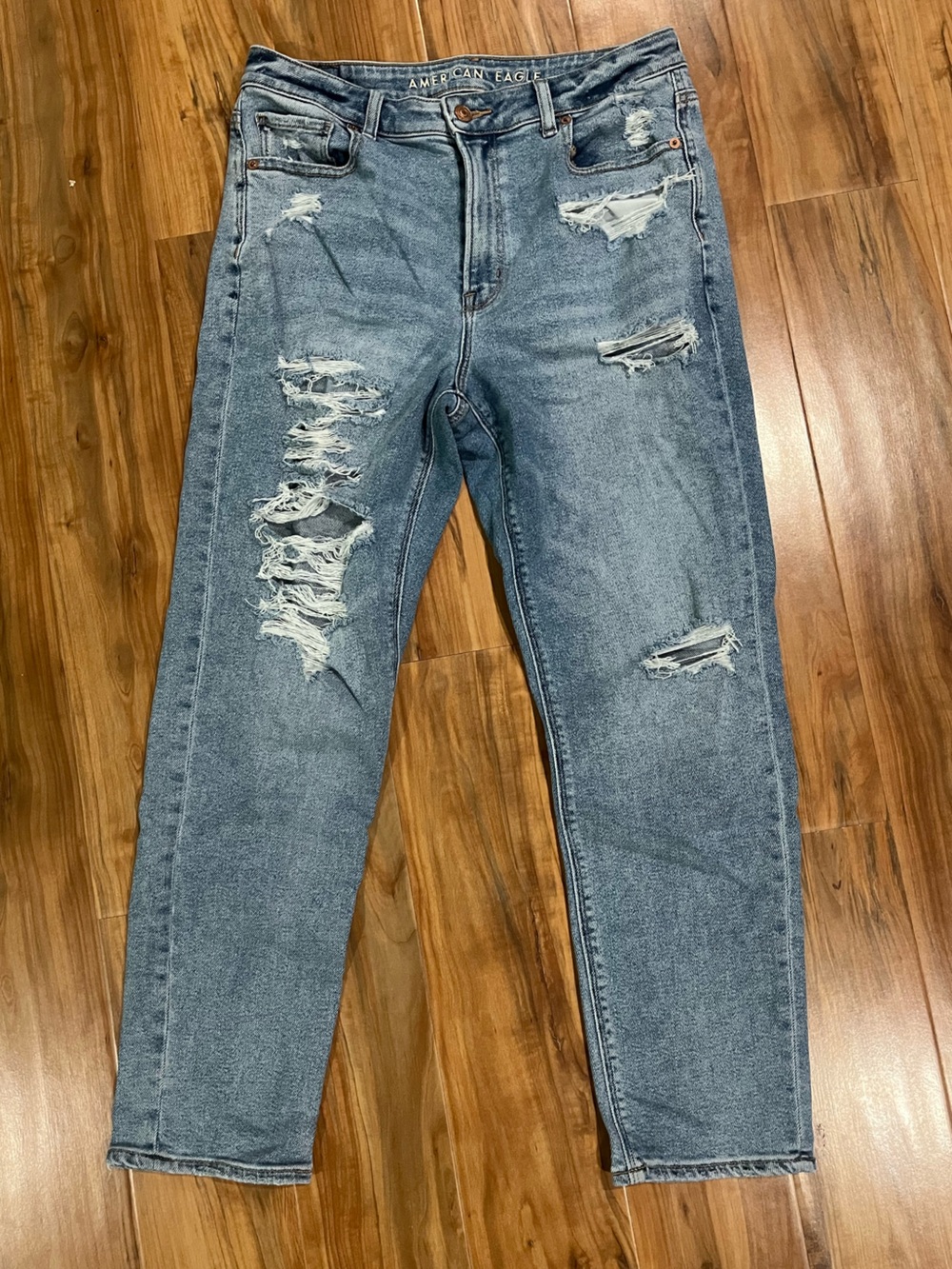 American Eagle Outfitters Distressed Skinny Jeans in Blue 8